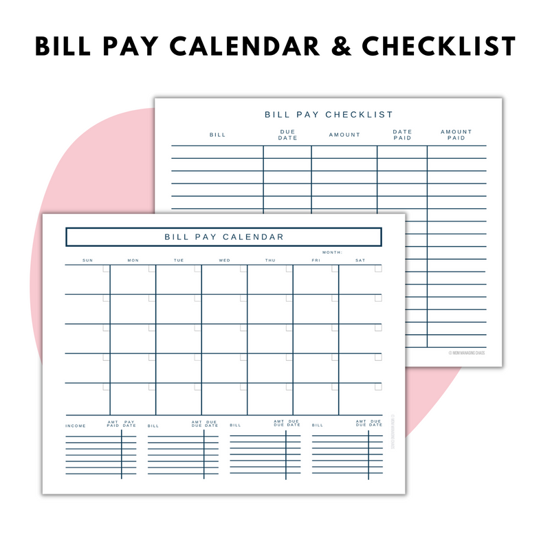 PRINTABLE BILL PAY CALENDAR & CHECKLIST – Mom Managing Chaos printable-bill-pay-calendar-checklist-mom-managing-chaos